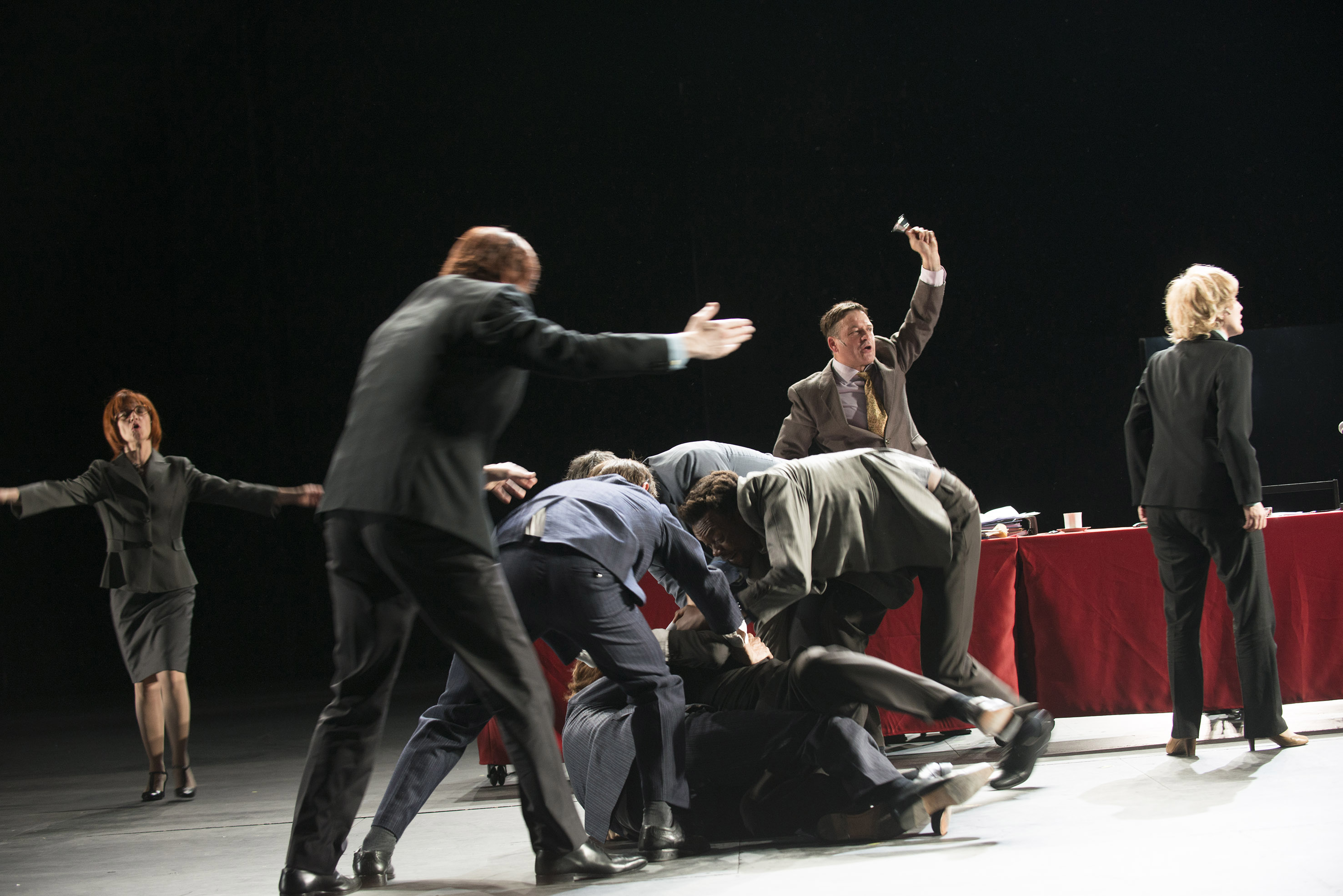 2015 juin Theatre des Amandiers "Ça Ira /1 Fin de Louis" un spectacle écrit et mis en scène par Joël Pommera Décor et lumière: Eric Soyer Costumes Isabelle Deffin Avec Saadia Bentaïeb, Agnès Berthon, Yannick Choirat, Éric Feldman, Philippe Frécon, Yvain Juillard, Anthony Moreau, Ruth Olaizola, Gérard Potier, Anne Rotger, David Sighicelli, Maxime Tshibangu, Simon Verjans, Bogdan Zamfir