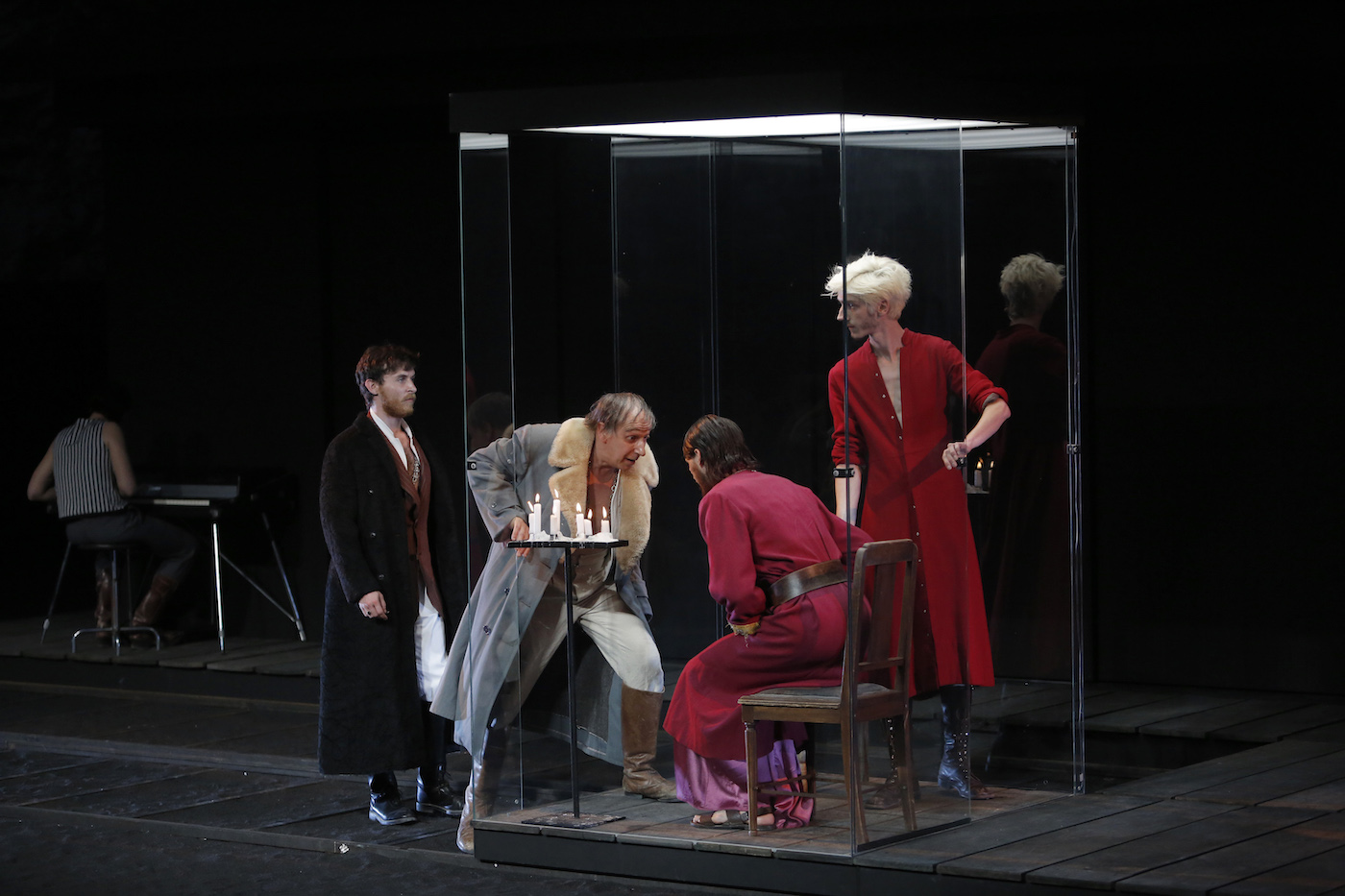 KARAMAZOV d'apres les freres Karamazov de Feodor Dostoievski, adaptation Jean Bellorini et Camille de la Guillonnière, mise en scene Jean Bellorini a la carriere Boulbon dans le cadre du 70 eme Festival d'Avignon 2016 du 11 au 22 juillet 2016. Avec : Geoffroy Rondeau (Ivan Fiodorovitch Karamazov), Blanche Leleu (Liza), Camille de La Guilloniere, Jacques Hadjaje (Fiodor Pavlovitch Karamasov), Mathieu Delmonte (Capitaine Sneguirinov), Karyll Elgrichi (Katerina Ivanovna), Clara Mayer (Grouchenka/Smourov), Teddy Melis (Grigori Vassilievitch), Jules Garreau (Nikolai Krassotkine), Marc Plas (Pavel Fiodorovitch Smerdiakov) et Jean-Christophe Folly (Dimitri Fiodorovitch Karamazov) (photo by Pascal Victor/ArtComArt)